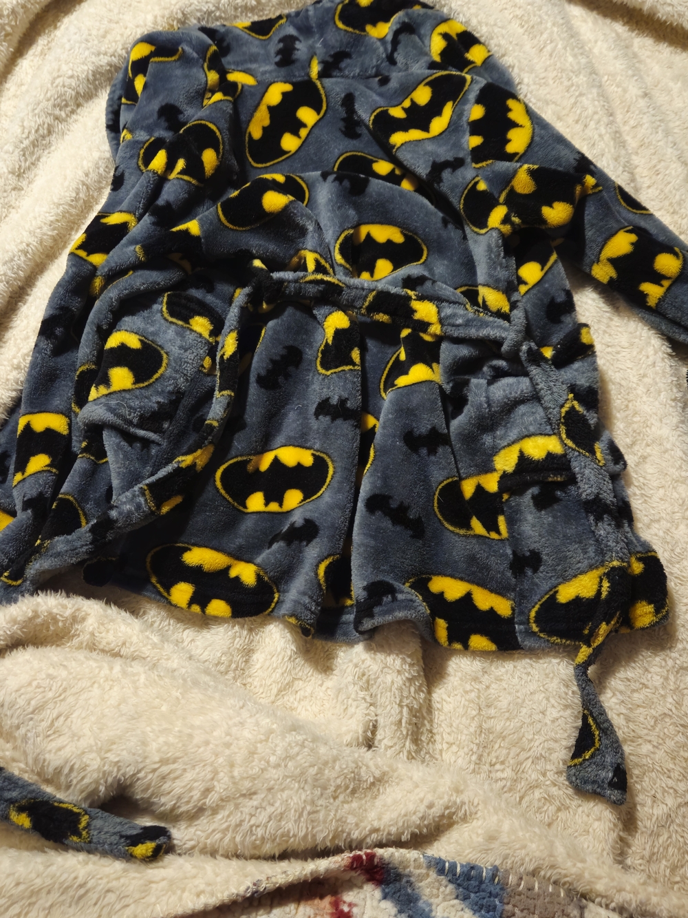 Batman Plush Hooded Robe in Gray and Yellow